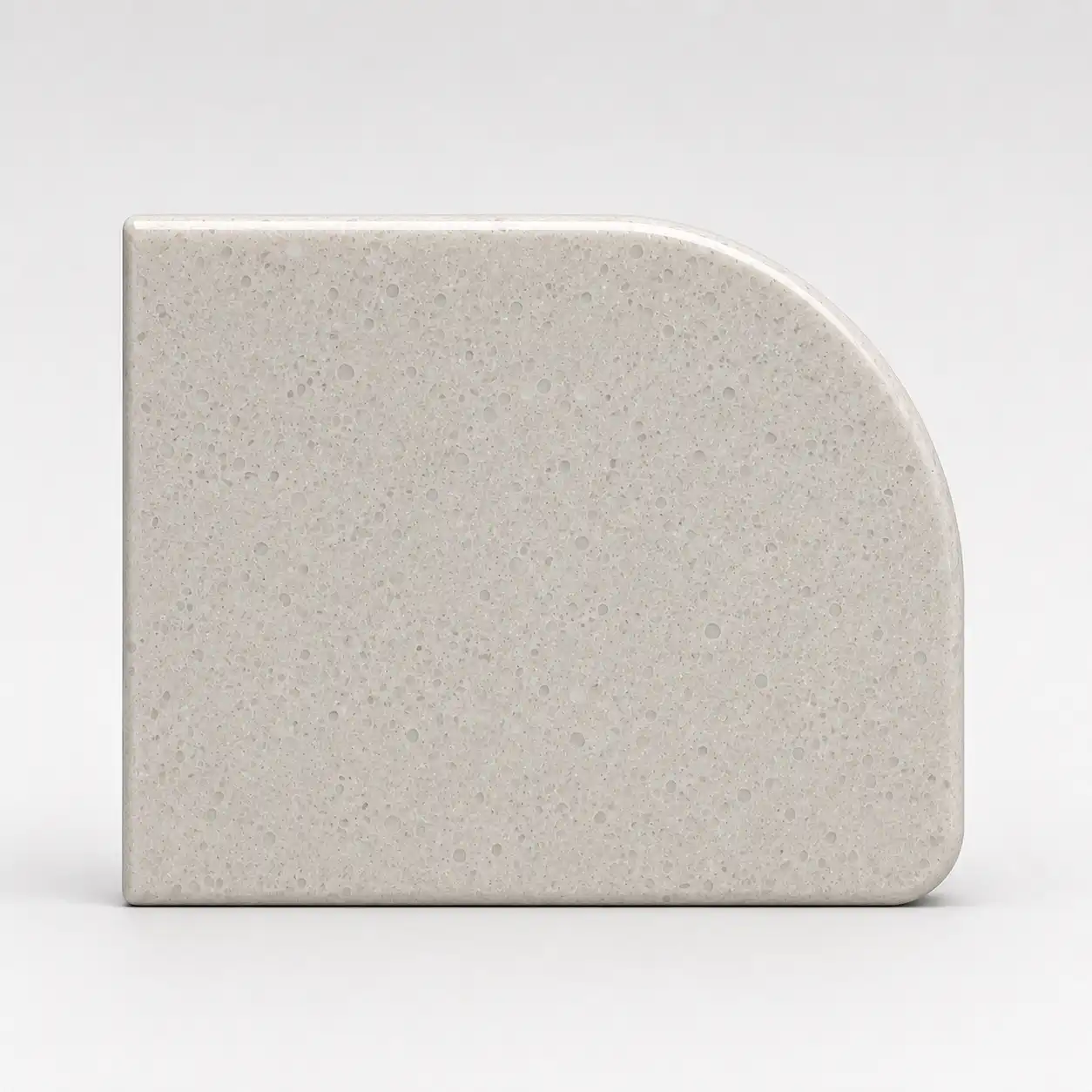 Half bullnose countertop edge profile sample — rounded top, flat bottom