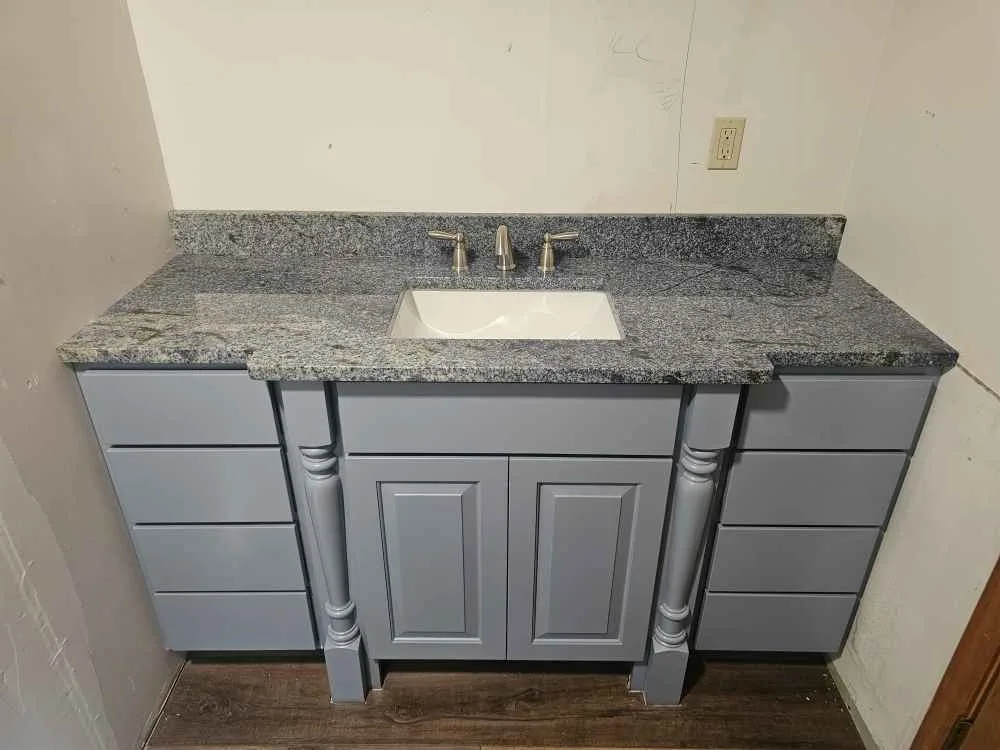 Granite bathroom vanity countertop in a Wolfeboro, New Hampshire home