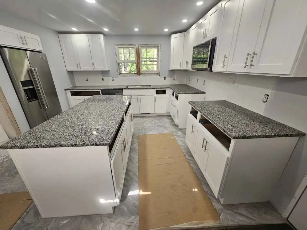New Caledonia granite kitchen countertop in a Nashua, New Hampshire home