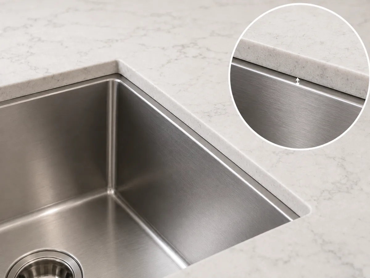 Positive reveal diagram — stone edge set back, sink material visible