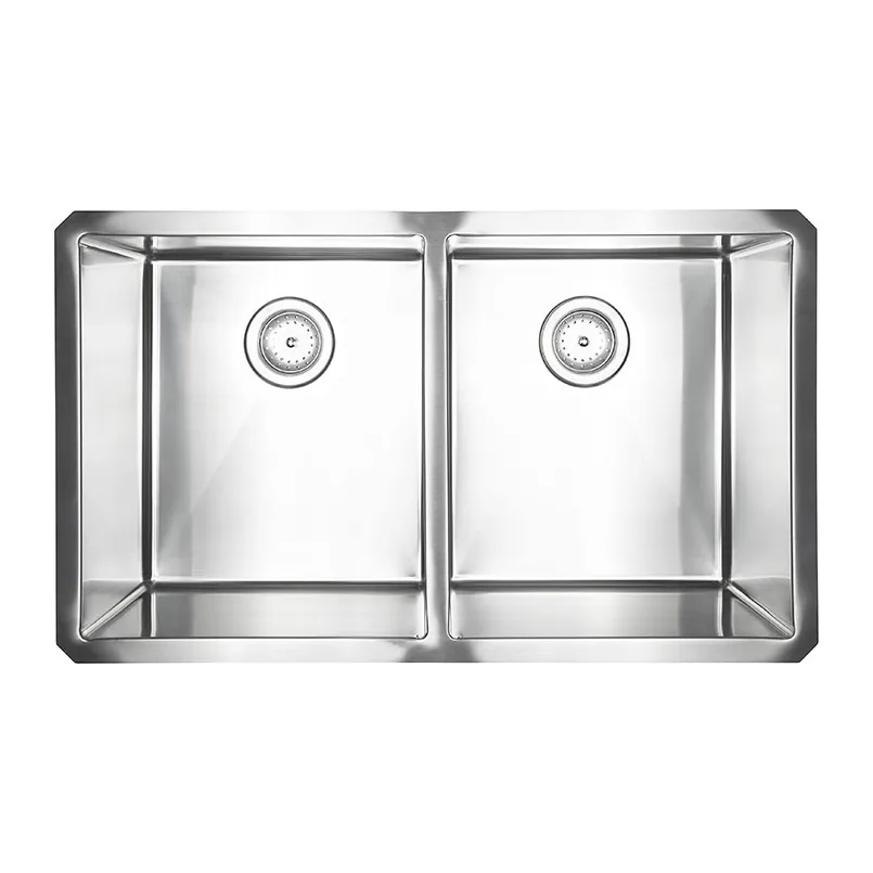Double bowl undermount stainless steel sink with two equal basins