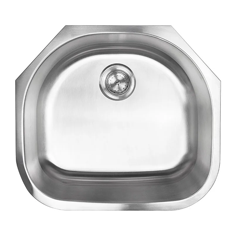 Single bowl D-shape undermount stainless steel sink
